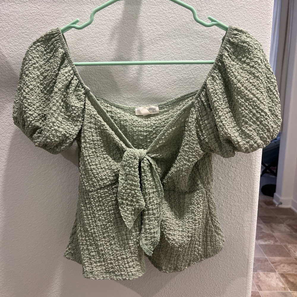 See You Monday Sage Textured Blouse